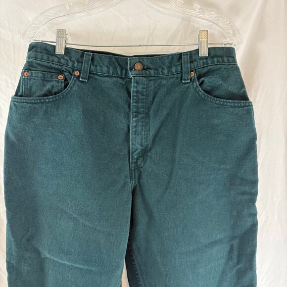Levi's 551 Relaxed Fit Tapered Leg Vintage 90s Green Denim Jeans 14  32 x 29 USA - Picture 6 of 6